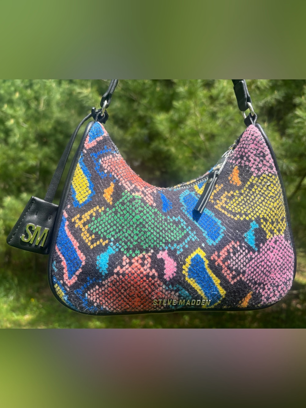 Steve Madden Colorblock Snake-Print Shoulder Bag